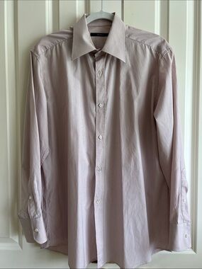 Gucci Men's Light Pink Thin-Stripe Dress Shirt (Size 16) EUC